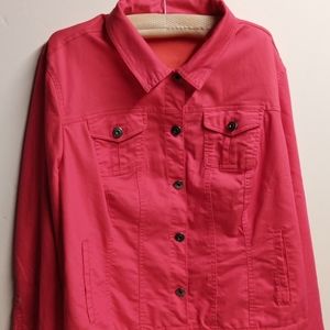 roz & ALI Denim Style Coral Colored Jacket